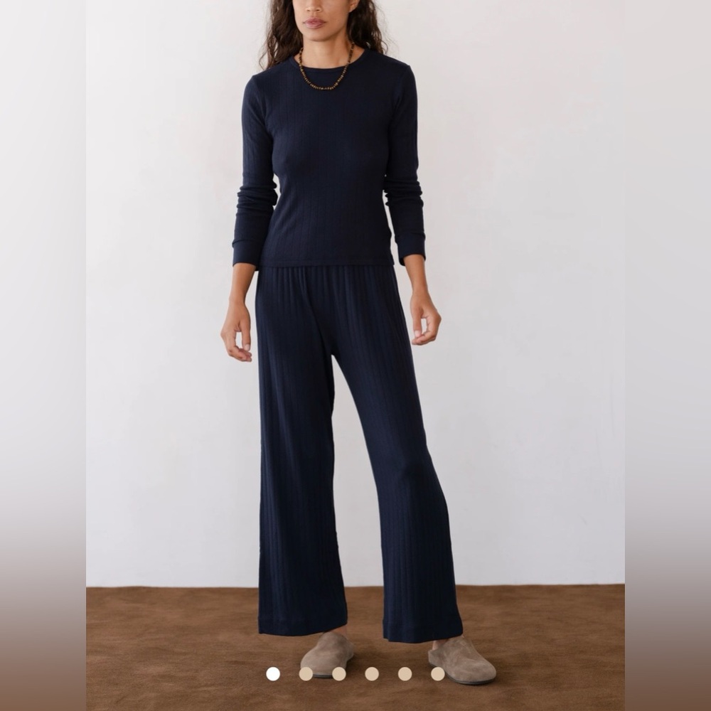 BNWT Donni The Pointelle Simple Crop Pant in Navy